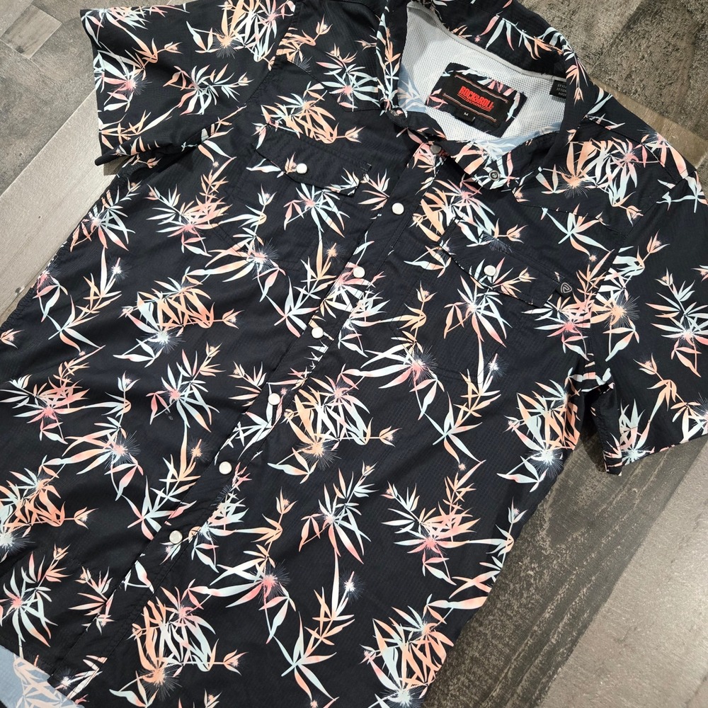 Rock & Roll Cowboy Men's Size M Short Sleeve Western Shirt Floral Pearl Snap